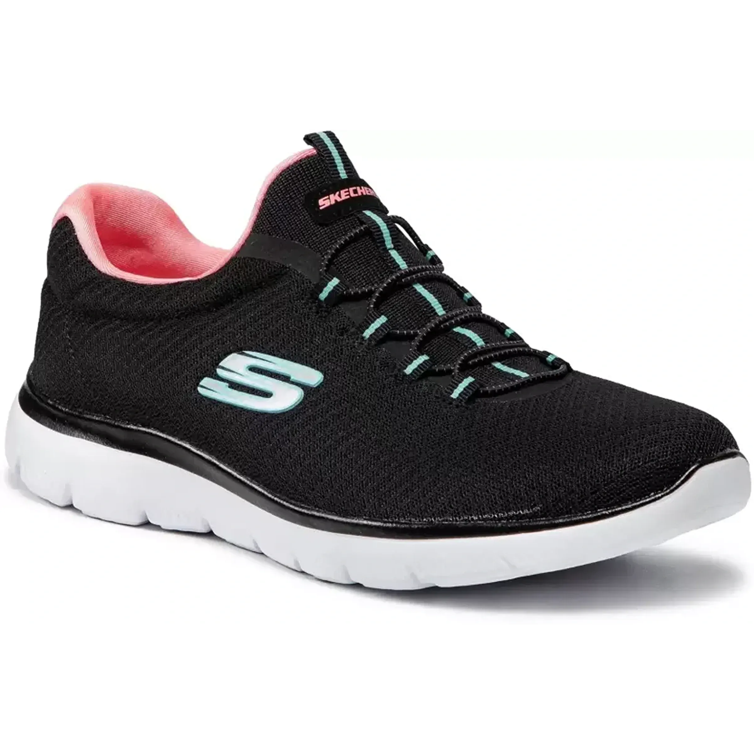 SKECHERS SUMMITS Walking Shoes For Women  (Black, Pink) (12980-BKPK)