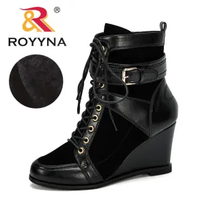 Trendy Round Toe High Heel Buckle Strap Booties