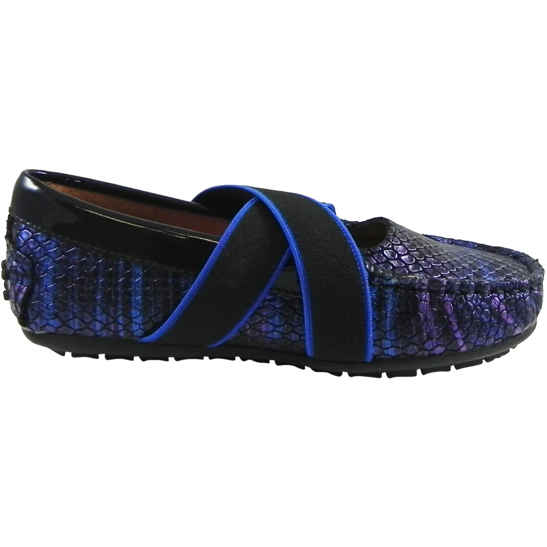 Venettini Girl's Daisy Cobalt & Navy Elastic Strap Flat Shoe