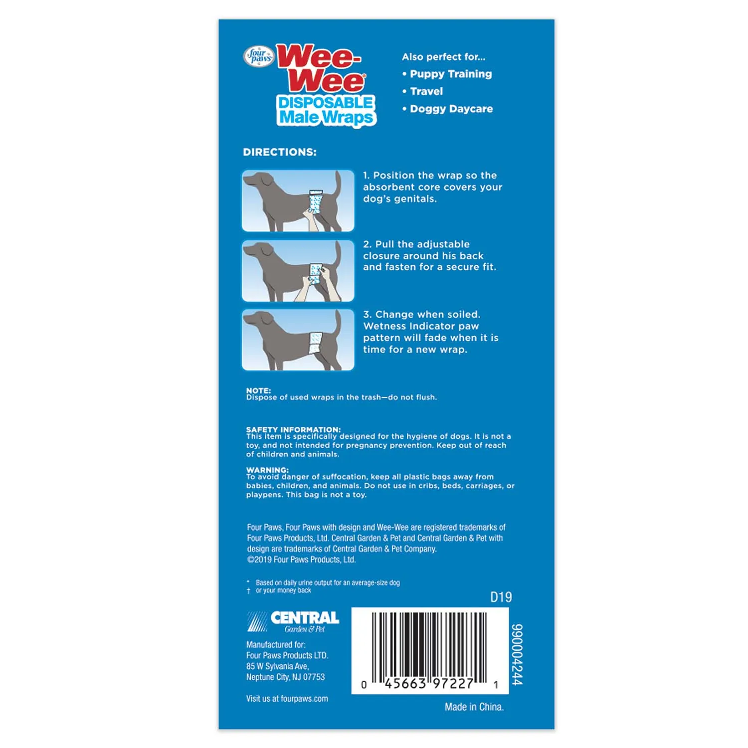 Wee-Wee Disposable Male Dog Wraps