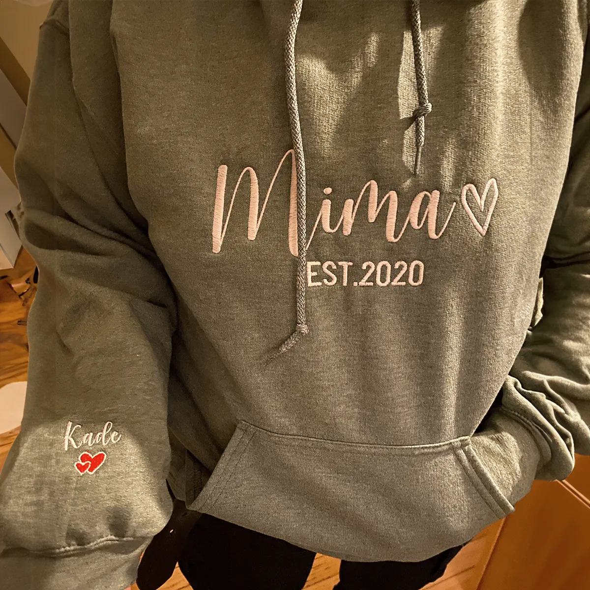 Wrestling Mom Sweatshirt or Hoodie with Embroidered Kids Names on Sleeve